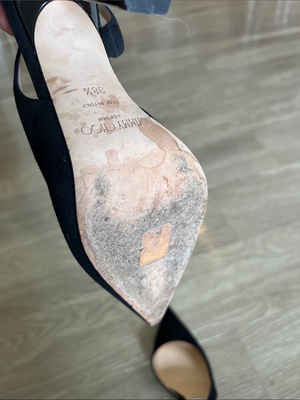 Jimmy Choo Black Suede Pointed Slingback Pumps - Picture 7 of 8